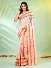 Navy Blue Cotton Saree With Geomatric Patterns-MA66BCT43830037