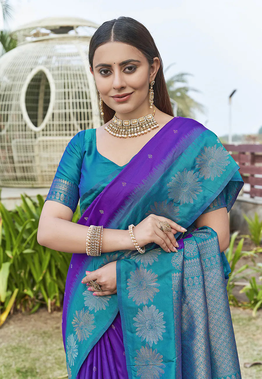Purple Kanjeevaram Style Saree | Indian Sarees Online