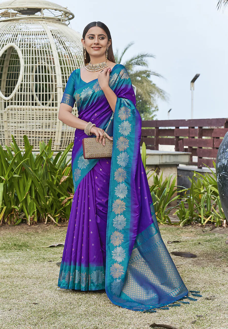 Purple Kanjeevaram Style Saree | Indian Sarees Online