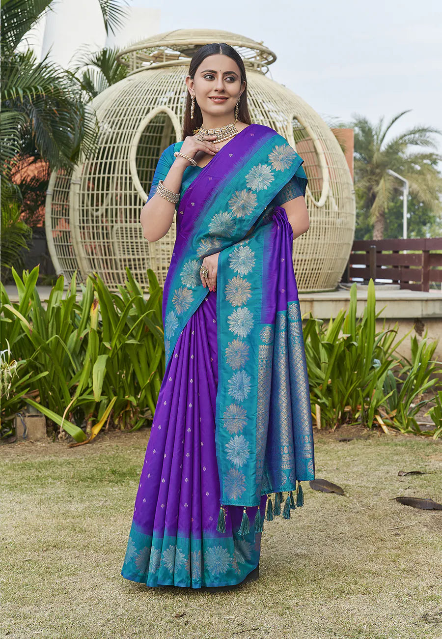 Purple Kanjeevaram Style Saree | Indian Sarees Online