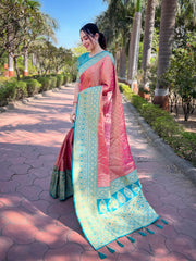 Womens Fashion Ethnic Kanjeevaram Pink Color Sarees-MLSHWSA2013PNK