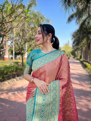 Womens Fashion Ethnic Kanjeevaram Pink Color Sarees-MLSHWSA2013PNK
