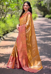 Womens Fashion Ethnic Kanjeevaram Yellow Color Sarees-MLSHWSA2007YLW