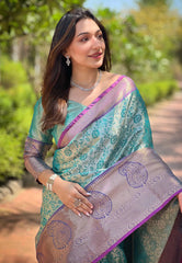 Womens Fashion Ethnic Kanjeevaram Green Color Sarees-MLSHWSA2006GRN