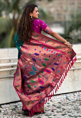 Womens Fashion Ethnic Paithani Green Color Sarees-MLSHWSA2002GRN