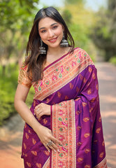 Womens Fashion Ethnic Paithani Purple Color Sarees-MLSHWSA1991PUP