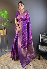Womens Fashion Ethnic Kanjeevaram Purple Color Sarees-MLSHWSA1987PUP