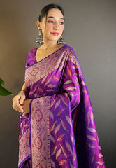 Womens Fashion Ethnic Kanjeevaram Purple Color Sarees-MLSHWSA1987PUP