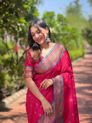 Womens Fashion Ethnic Paithani Pink Color Sarees-MLSHWSA1998PNK