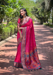 Womens Fashion Ethnic Paithani Pink Color Sarees-MLSHWSA1998PNK