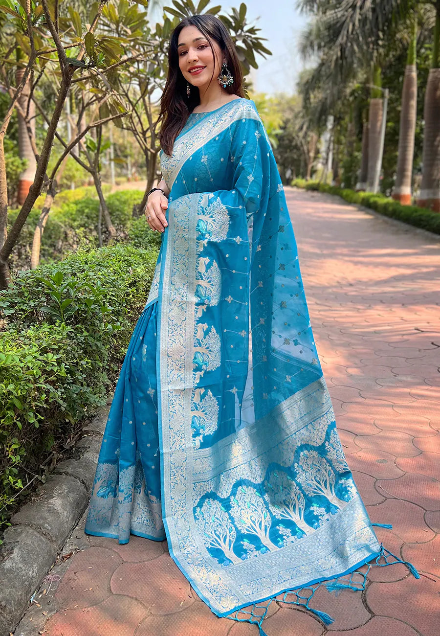 Blue Kanjeevaram Style Saree | Indian Sari - [Brand Name]