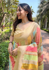 Womens Fashion Ethnic Kanjeevaram Beige Color Sarees-MLSHWSA1978BEI