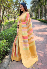 Womens Fashion Ethnic Kanjeevaram Yellow Color Sarees-MLSHWSA1982YLW