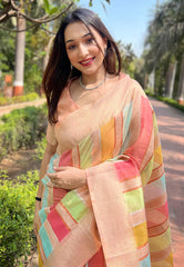 Womens Fashion Ethnic Kanjeevaram Peach Color Sarees-MLSHWSA1980PCH