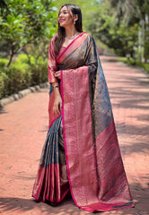 Womens Fashion Ethnic Kanjeevaram Blue Color Sarees-MLSHWSA1949BLU