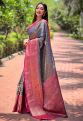 Womens Fashion Ethnic Kanjeevaram Blue Color Sarees-MLSHWSA1949BLU