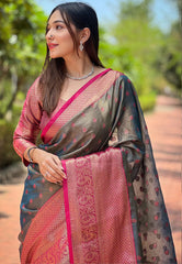 Womens Fashion Ethnic Kanjeevaram Blue Color Sarees-MLSHWSA1949BLU