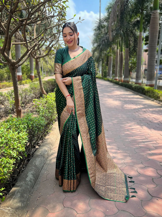 Womens Fashion Ethnic Banarasi Green Color Sarees-MLSHWSA1858GRN 1500