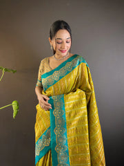 Womens Fashion Ethnic Kanjeevaram Khaki Color Sarees-MLSHWSA1849KHK