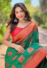 Womens Fashion Ethnic Kanjeevaram Green Color Sarees-MLSHWSA1844GRN