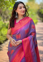 Womens Fashion Ethnic Kanjeevaram Purple Color Sarees-MLSHWSA1843PUP