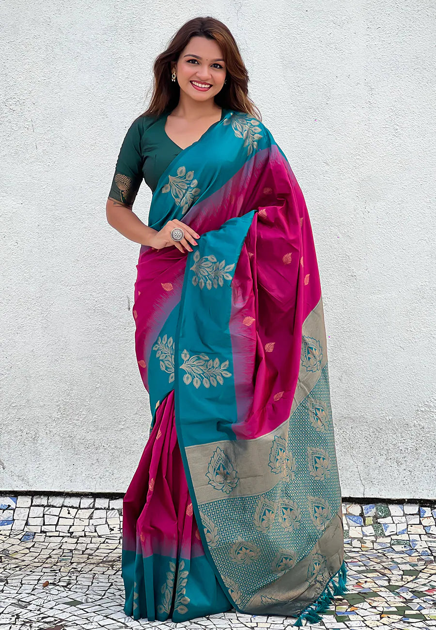 Fuchsia Kanjeevaram Style Saree | Indian Sarees Online