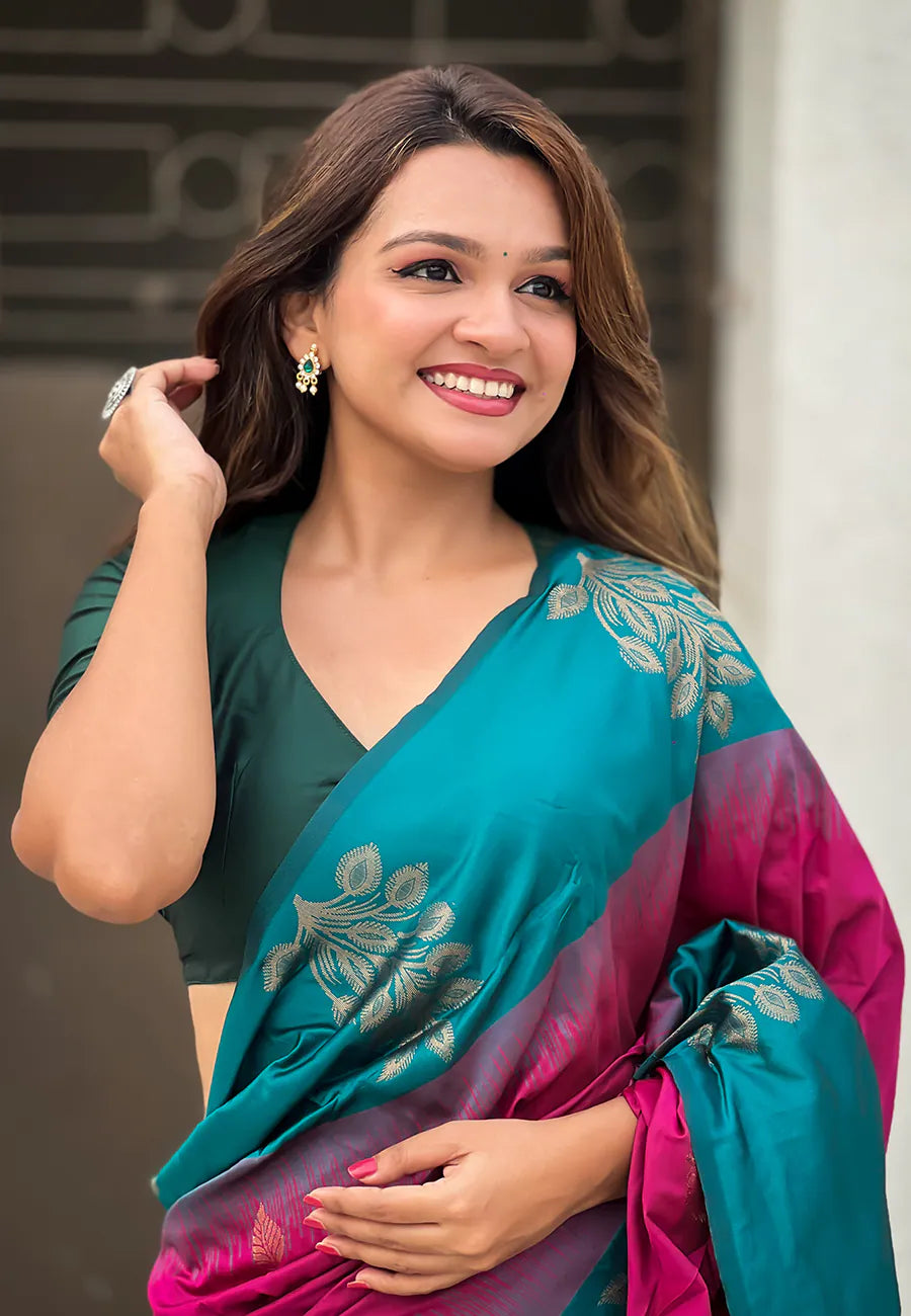 Fuchsia Kanjeevaram Style Saree | Indian Sarees Online