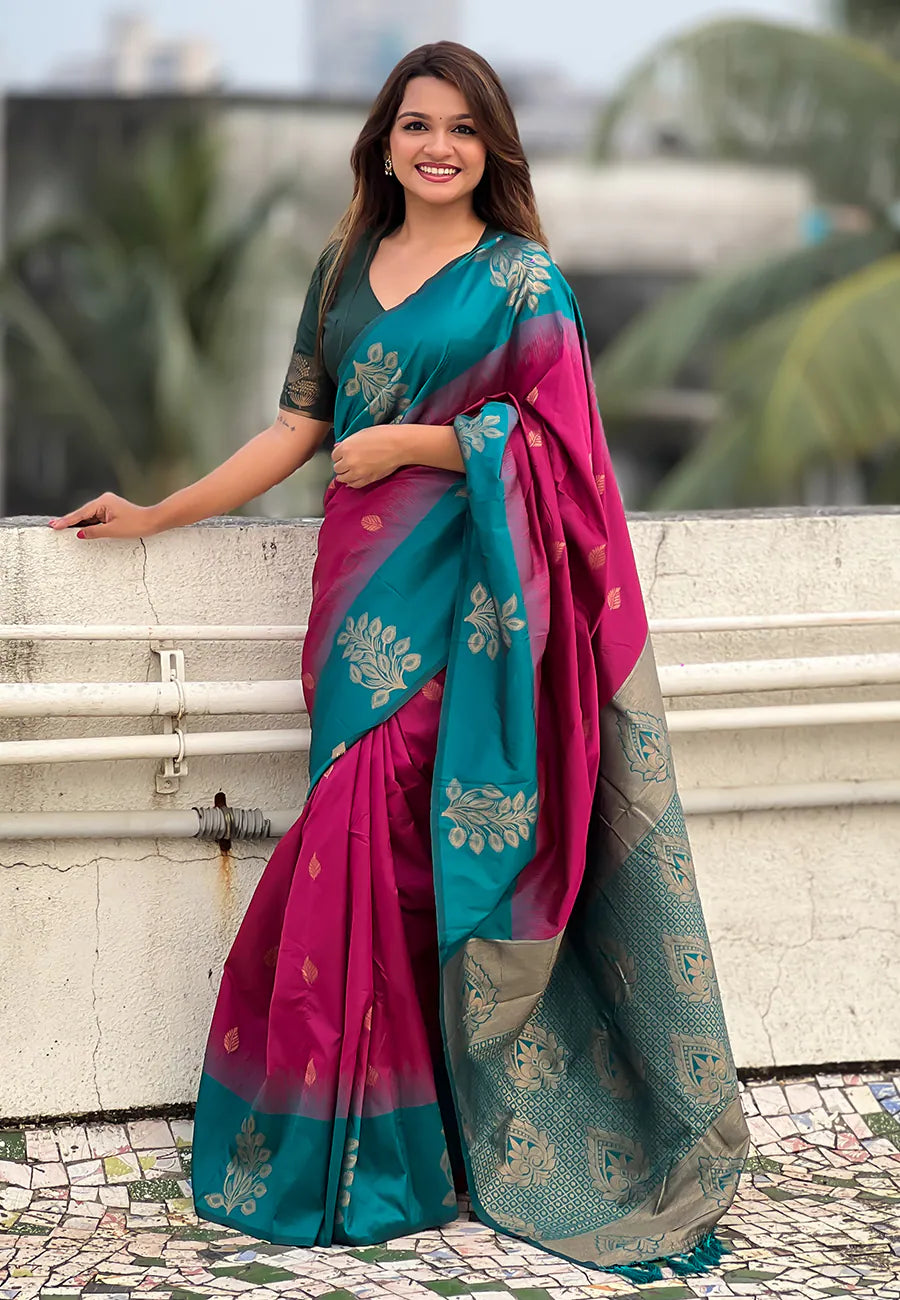 Fuchsia Kanjeevaram Style Saree | Indian Sarees Online