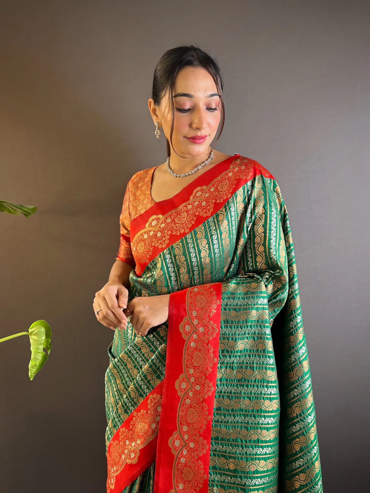 Green Kanjeevaram Style Saree | Indian Sari Elegance