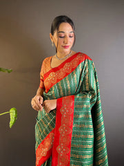Womens Fashion Ethnic Kanjeevaram Green Color Sarees-MLSHWSA1847GRN