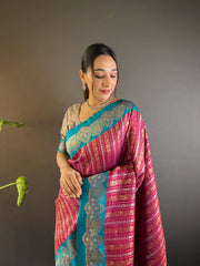 Womens Fashion Ethnic Kanjeevaram Pink Color Sarees-MLSHWSA1846PNK