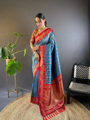 Womens Fashion Ethnic Kanjeevaram Blue Color Sarees-MLSHWSA1845BLU