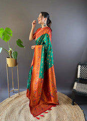 Womens Fashion Ethnic Paithani Green Color Sarees-MLSHWSA1836GRN