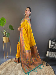 Womens Fashion Ethnic Paithani Yellow Color Sarees-MLSHWSA1834YLW