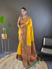 Womens Fashion Ethnic Paithani Yellow Color Sarees-MLSHWSA1834YLW