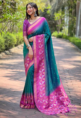 Womens Fashion Ethnic Kanjeevaram Green Color Sarees-MLSHWSA1828GRN