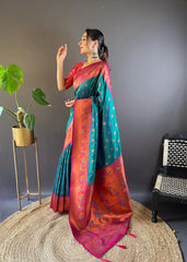 Womens Fashion Ethnic Paithani Green Color Sarees-MLSHWSA1830GRN