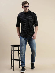 Men Black Graphics Casual Shirt-STANLEY-5554-Black