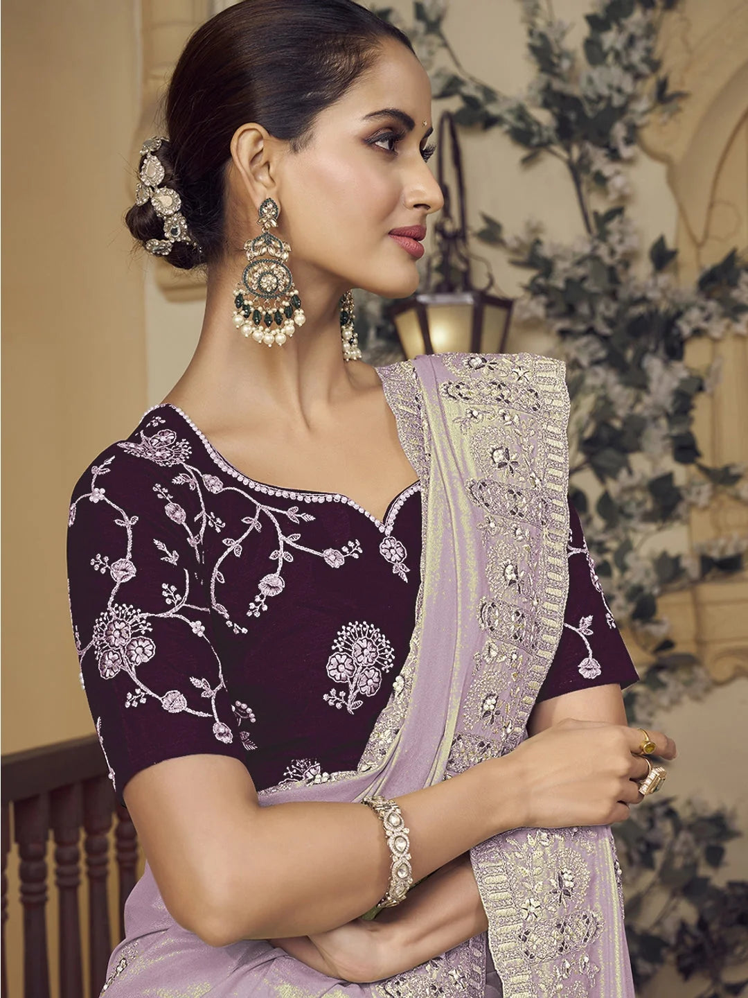 Purple Embroidered Saree | Indian Sarees & Designer Styles