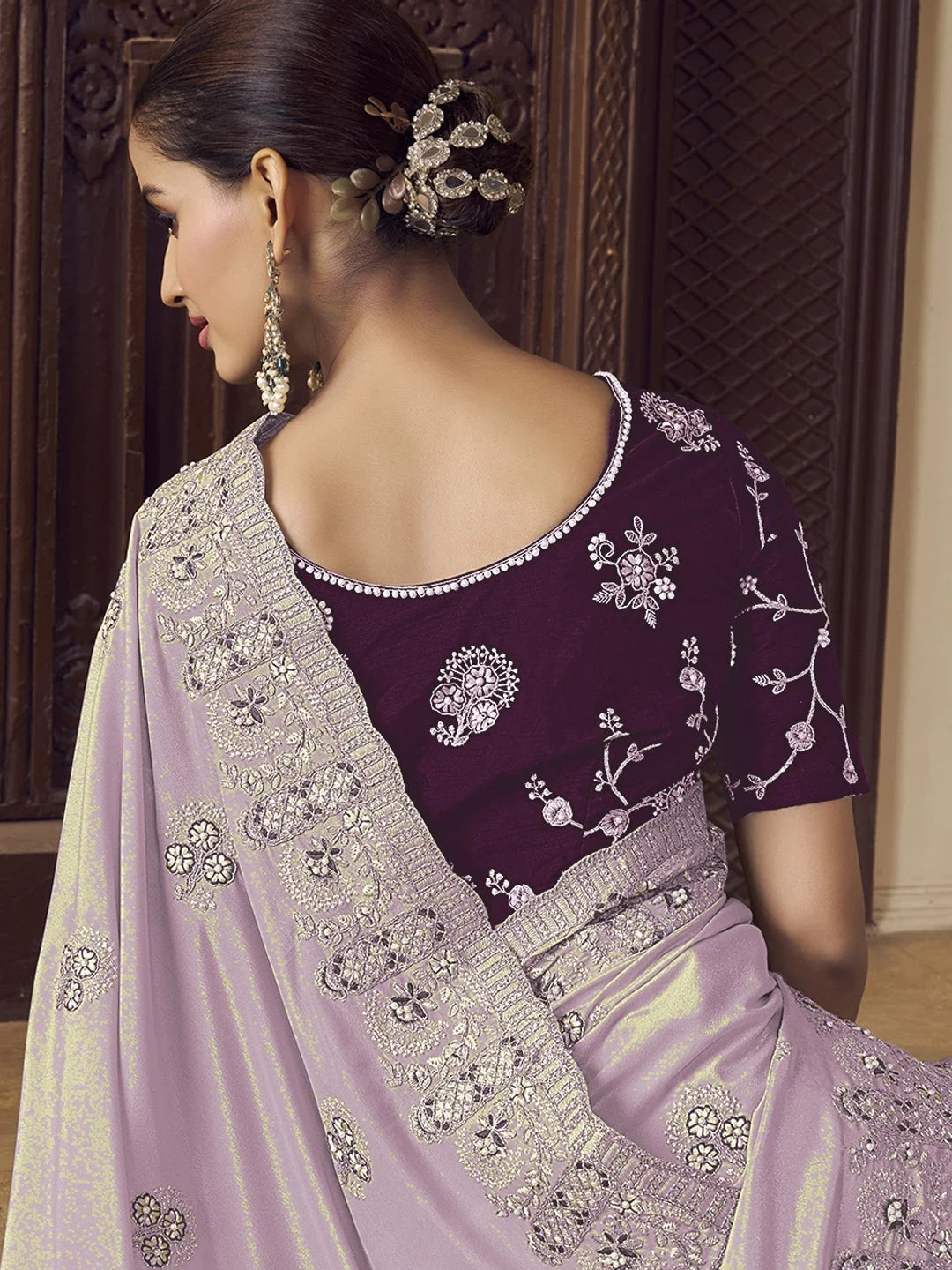 Purple Embroidered Saree | Indian Sarees & Designer Styles
