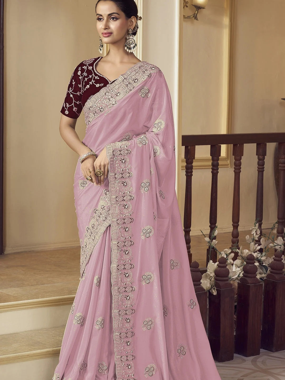 Lavender Embroidered Saree | Indian Sarees & More