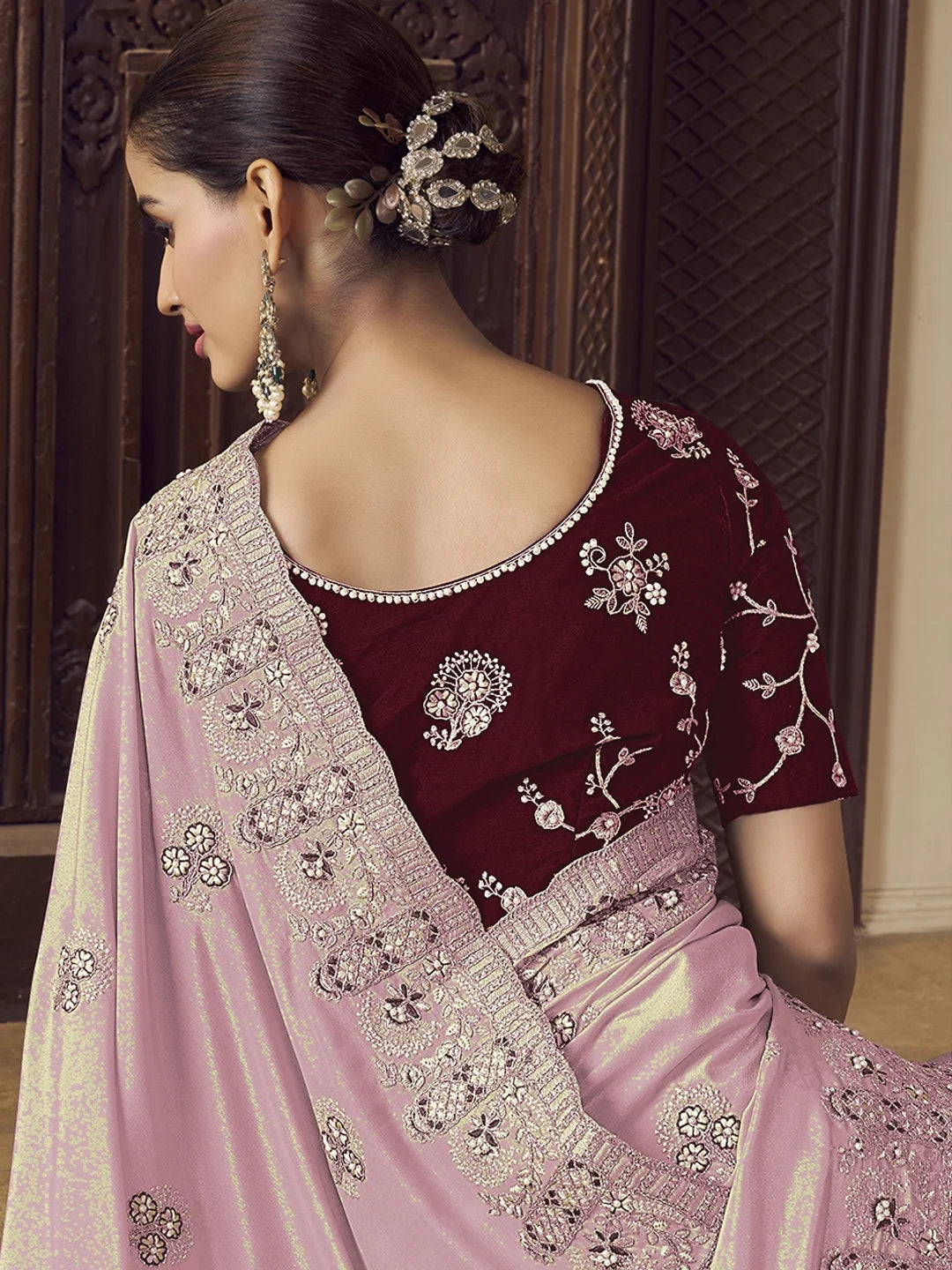 Lavender Embroidered Saree | Indian Sarees & More