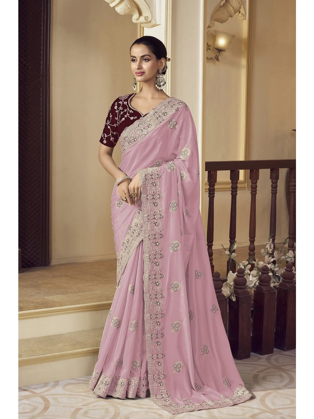 Lavender Embroidered Saree | Indian Sarees & More