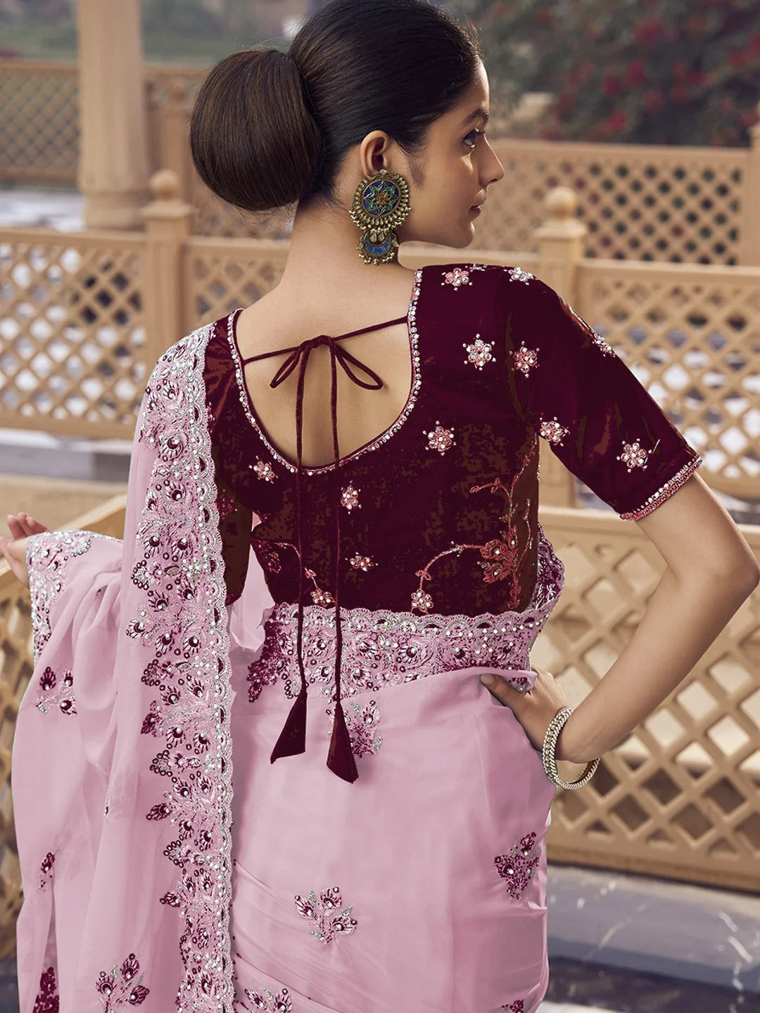 Purple Organza Saree - Premium Indian Sari Collection