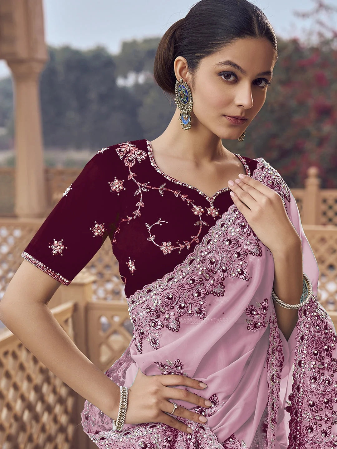 Purple Organza Saree - Premium Indian Sari Collection