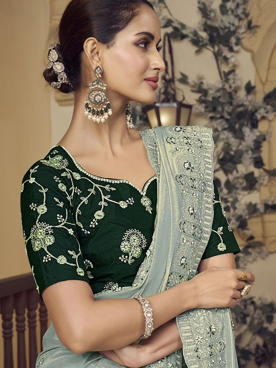 Blue Embroidered Saree | Designer Sarees India