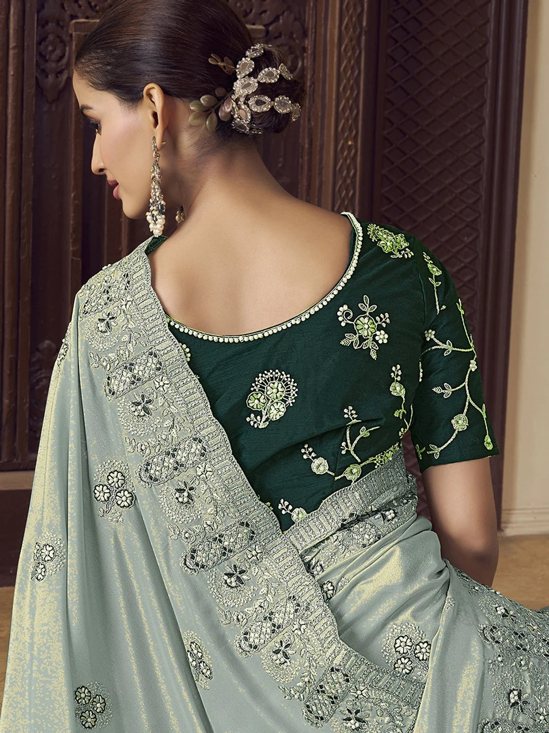 Blue Embroidered Saree | Designer Sarees India