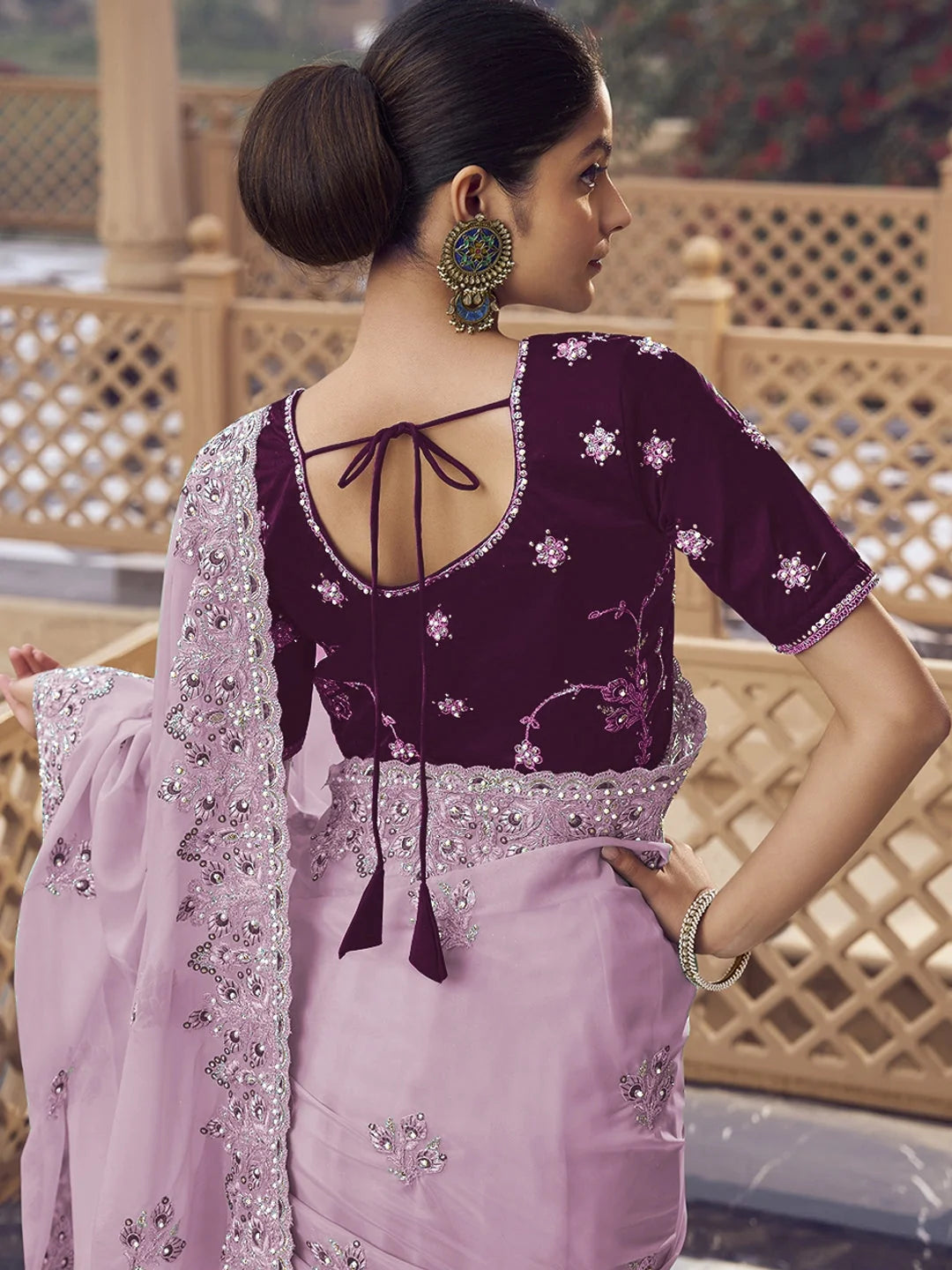 Lavender Organza Saree: Designer Sarees India