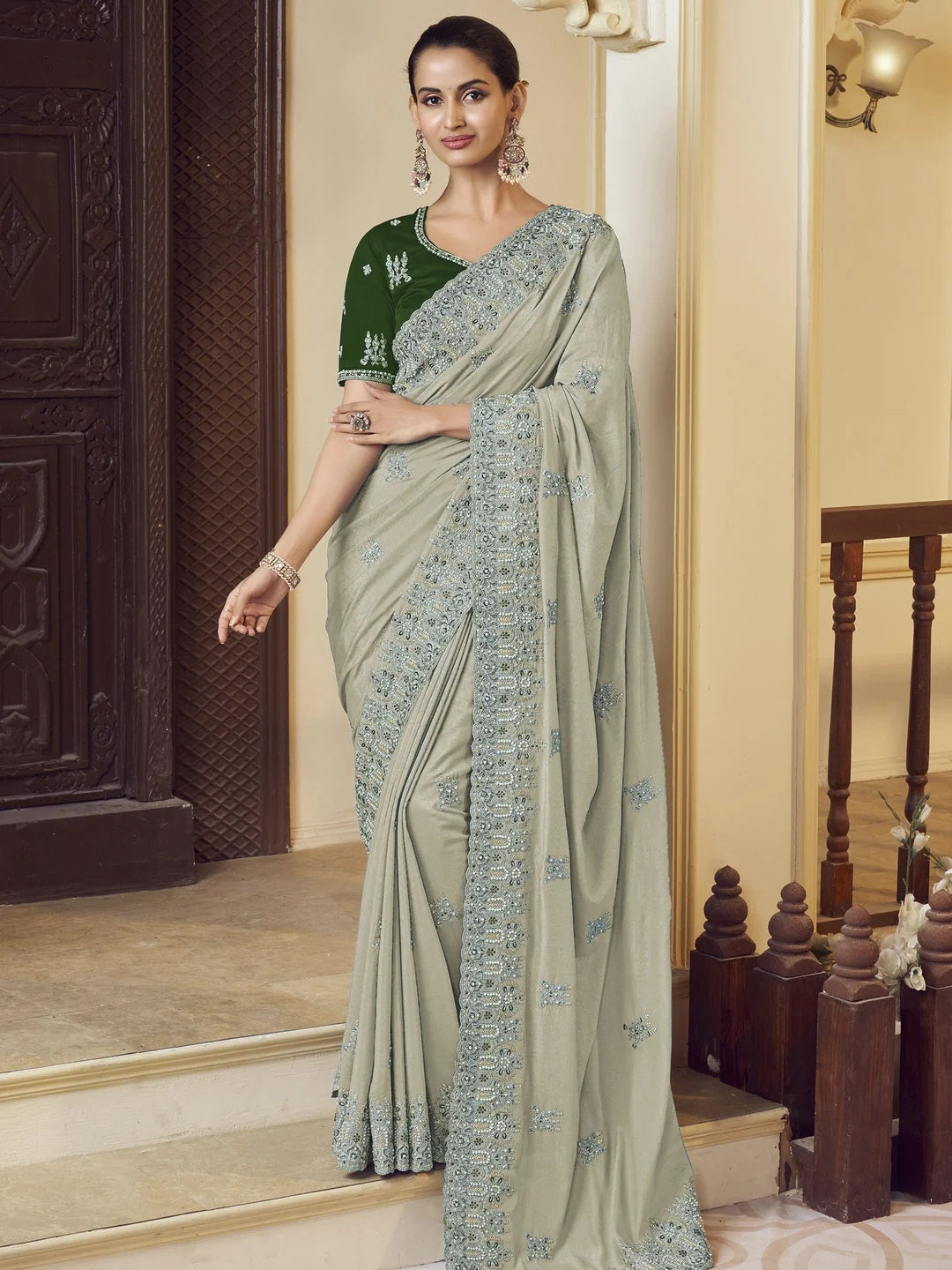 Green Embroidered Saree | Indian Sarees for Women