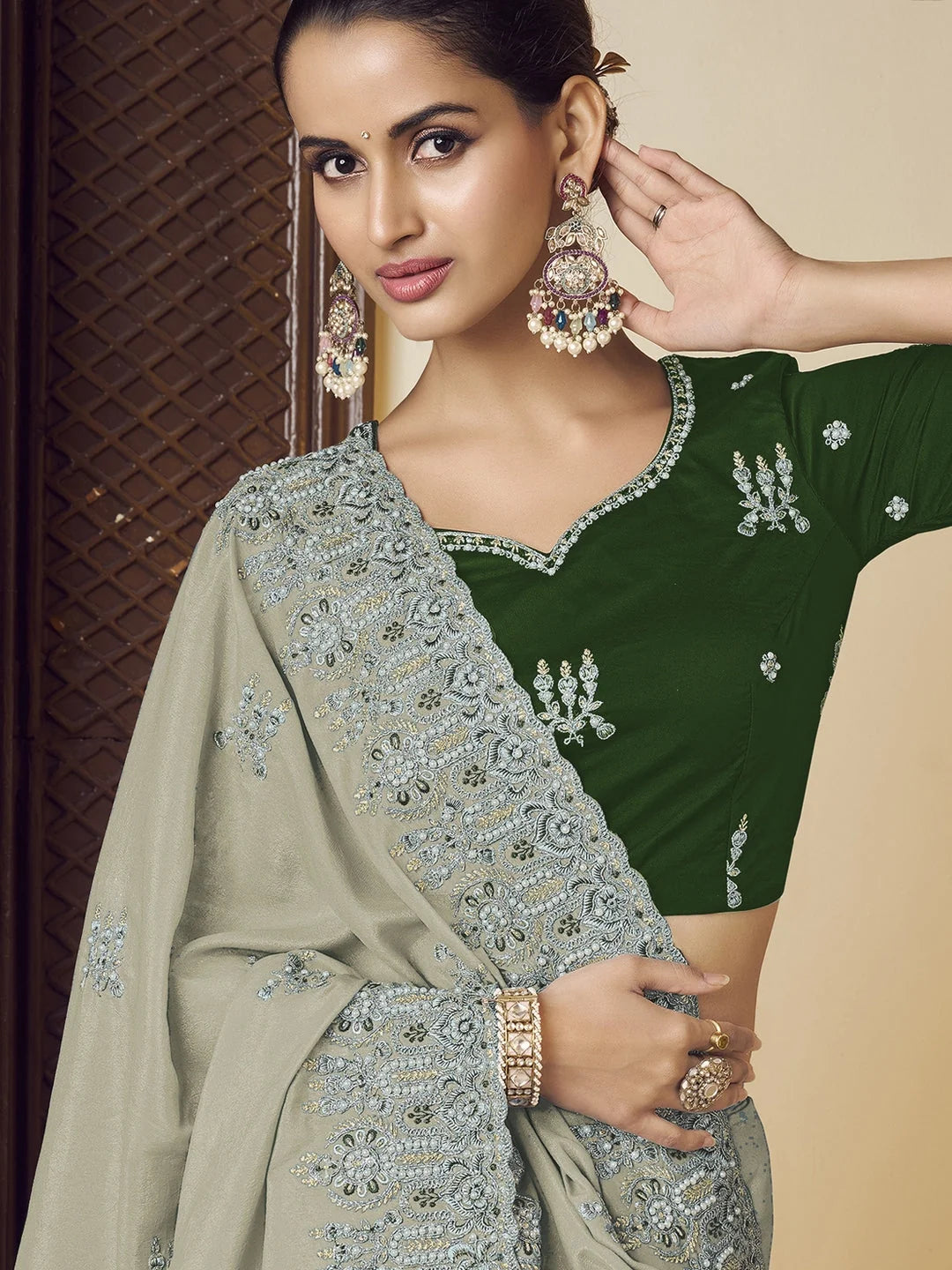 Green Embroidered Saree | Indian Sarees for Women
